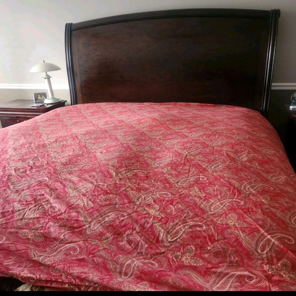 POTTERY BARN Alice Paisley Duvet Cover Full Queen Red Home Bedding 100 x 86